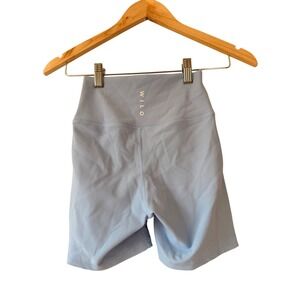 Wilo The Label Light Blue Ribbed Biker Shorts High Waisted‎ XS NEW AF25-7-XS